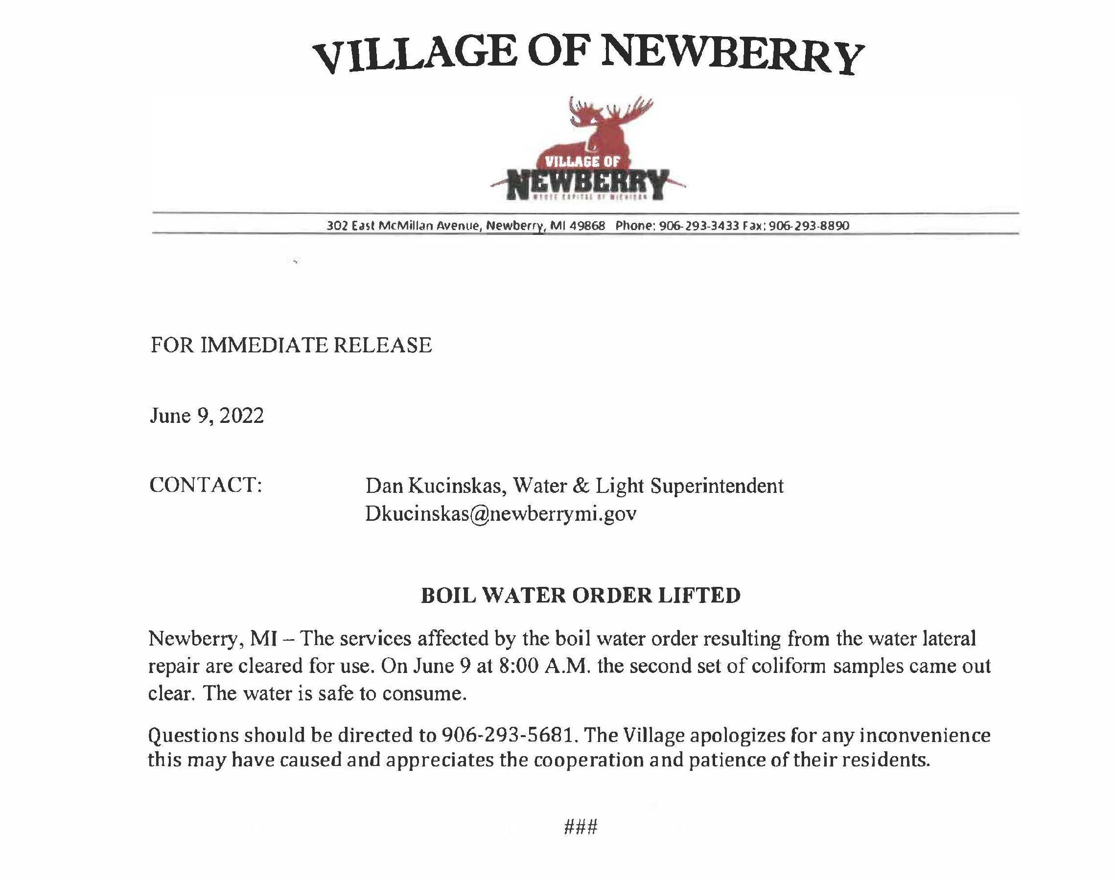 Boil Water Notice Lifted - Copy